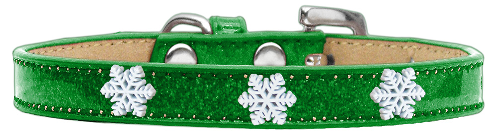 Snowflake Widget Dog Collar Emerald Green Ice Cream Size 14